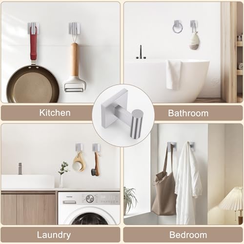 Towel Ring Set 4 Piece Bathroom Hardware Set Includes Towel Ring 2 Towel Hooks and Toilet Paper Holder Stainless Steel Wall Mounted (Brushed Nickel) - color: Brushed Nickel, size: Set D