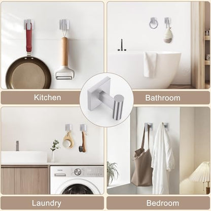 Towel Ring Set 4 Piece Bathroom Hardware Set Includes Towel Ring 2 Towel Hooks and Toilet Paper Holder Stainless Steel Wall Mounted (Brushed Nickel) - color: Brushed Nickel, size: Set D