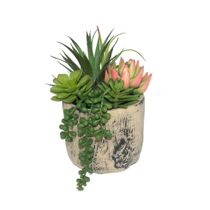 Succulents Plants Artificial, Faux Succulent Plants in Elegant Ceramic Pot Assorted Faux Potted Succulent Plant for Home Living Rooms Bedroom Décor (7.9)
