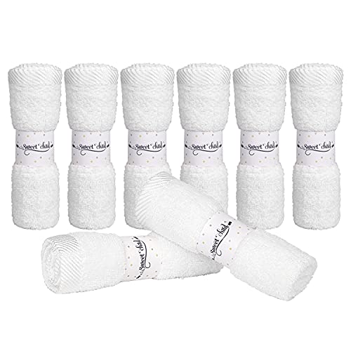 Sweet Child 8-Pack Baby Washcloths -Super Soft Rayon,Wash Cloths for Newborn,Infants and Kids, Bath Baby Towels, for Body and Face - color: White