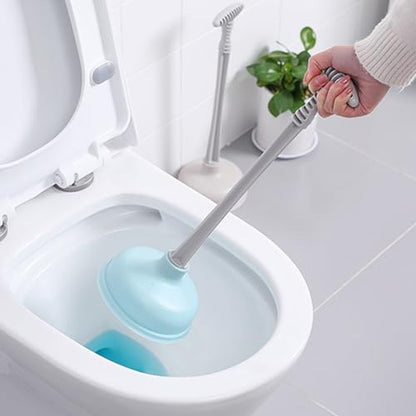 Rubber Toilet Plunger, Strong Suction Toilet Drain Plunger for Kitchen, Bathroom, Laundry Room Use Bathroom Accessories (Blue) - color: Blue