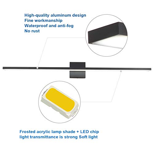 Ralbay 40inch Modern LED Black Vanity Light 36W Frosted Aluminum for Bathroom Vanity Lighting Fixtures Cool White 6000K - color: Black, size: 40 inch