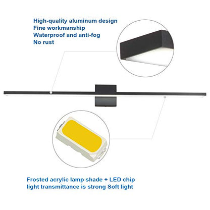 Ralbay 40inch Modern LED Black Vanity Light 36W Frosted Aluminum for Bathroom Vanity Lighting Fixtures Cool White 6000K - color: Black, size: 40 inch