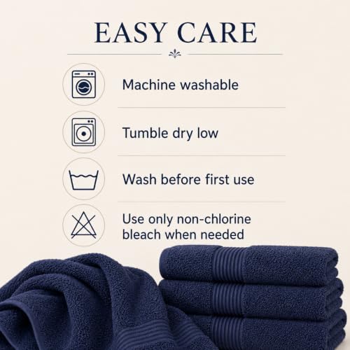 Towel Set for Bathroom, 3 Piece Turkish Cotton Bath Hand and Wash Towels | Mixed size set in Azure Blue, 600 gram weight. Double stitched hems suit family and guest use. - color: Azure Blue