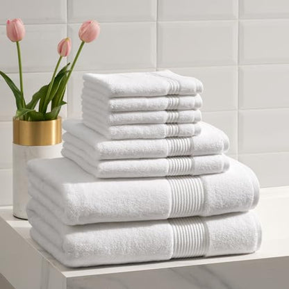 Ted Baker 8-Pc Towel Set, 2 Bath 2 Hand 4 Washcloths 100% Cotton White - color: White, size: 8 pc Towel Set - 2 Bath, 2 Hand, 4 Washcloths