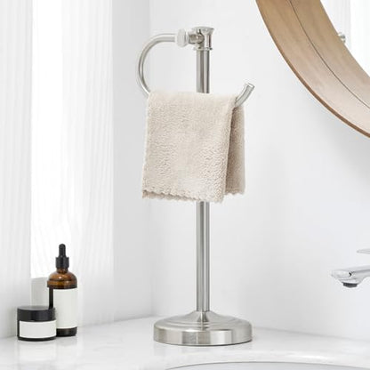 17 Inch Brushed Nickel Stand Towel Bar Hanger Hand Towel Bar Bathroom Vanity Countertop Towel Holder Free Standing Stainless Steel Towel Ring Hardware Accessories Towel Rack - color: Brushed Nickel