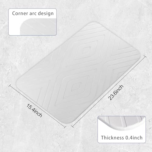 Stone Bath Mat, 2 Pack Diatomaceous Earth Shower Mat, Non-Slip Super Absorbent Quick Drying Bathroom Floor Mat, 24x15, White - color: White