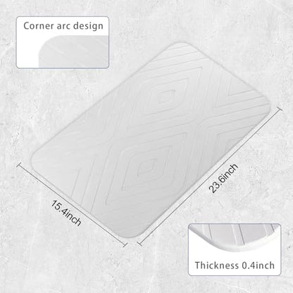 Stone Bath Mat, 2 Pack Diatomaceous Earth Shower Mat, Non-Slip Super Absorbent Quick Drying Bathroom Floor Mat, 24x15, White - color: White