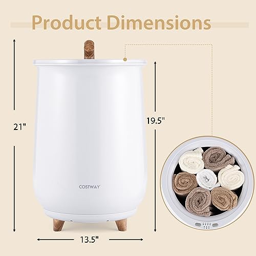 COSTWAY Bucket Style Towel Warmer, 23L Towel Warmer with 4 Heating Time & 3 Heating Temperature, Overheat Protection System, Fragrant Disc Holder, Towel Warmer for Bathroom, Hot Tub, Spa, White - color: White