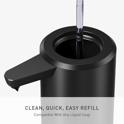 simplehuman Liquid Sensor Pump with Caddy, 9 oz Automatic Soap Dispenser for Kitchen and Bathroom, Touchless Motion Sensor, Variable Dispense, Rechargeable, High-Grade Matte Black Steel - color: Matte Black, style: 9 Oz. w/ Caddy
