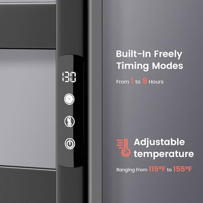Towel Warmer 10 Bars, Stainless Steel Towel Warmer Rack | for Bathroom, Wall Mounted Towel Heater With Intelligent Touch Screen Timer, Hard Wired/Plug-In, Black - size: 10 Bars