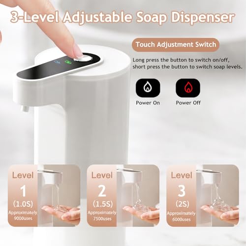 Automatic Soap Dispenser Touchless, Liquid & Foaming Soap Dispensers, USB Rechargeable Smart Hand Soap Dispenser, 3-Level Adjustable, 12.2oz/360ml (2 Pcs Gel Set White) - color: 2 Pcs Gel Set White