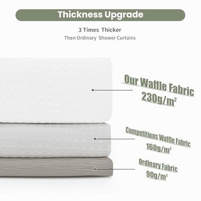 Inhousolu Fabric Shower Curtain, Waffle Weave 230 GSM Polyester, Weighted Hem, Metal Hooks Included, Water Repellent Washable, 36 x 72 Inch, White - color: White, size: 36"W x 72"L (Pack of 1)