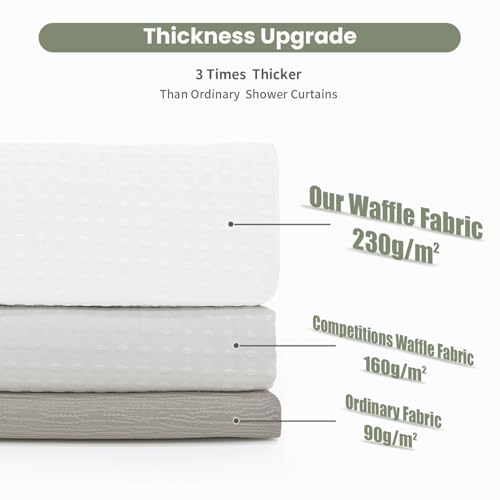 Inhousolu Fabric Shower Curtain, Waffle Weave 230 GSM Polyester, Weighted Hem, Metal Hooks Included, Water Repellent Washable, 72 x 78 Inch, White - color: White, size: 72"W x 78"L (Pack of 1)