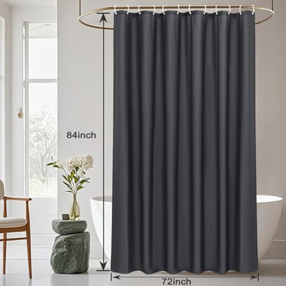 AooHome Extra Long Shower Curtain 72 Width x 84 Height Inch, Solid Fabric Shower Curtain Liner for Hotel, Waterproof, Dark Grey - color: Dark Grey, size: 72"W x 84"L (Pack of 1)