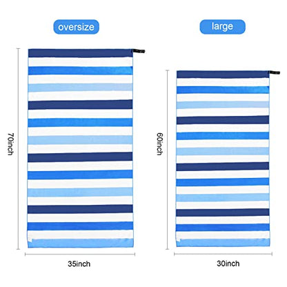 Exclusivo Mezcla Quick Dry Beach Towel, Large Lightweight Sandfree Pool Towel for Swimming Camping Travel with Bag (Blue, 30x60 Inches) | 30x60 Inches, Lightweight, Sandfree, Super Absorbent, Swimming Towel for Camping Travel with Bag, Blue - color: Strip