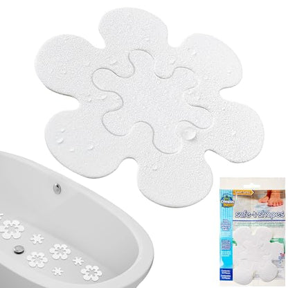COMPAC HOME Safe-T-Shapes Anti-Slip Bathroom Decals - 7 Large White Daisies with Removable Inner Daisies (14 Total), Flexible Non-Slip Tub & Shower Safety, Decorative Design - size: Large