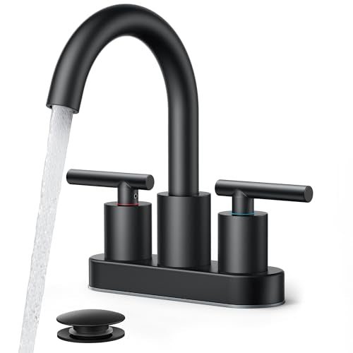 FORIOUS 4 Inch Centerset Bathroom Faucet Black 2 Hole, Matte Black Faucet | 4 Inch Black Bathroom Faucet Two Handle, Black Matte Bathroom Sink Faucet Centerset with 360° Swivel Spout, for Wholesale - color: Matte Black, style: Classic