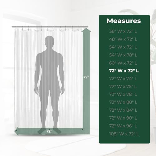 Clear Shower Curtain Liner with Side Suction Cups, Premium PEVA Plastic Shower Liner with 3 Magnets, Waterproof Bathroom Curtain, 72 x 72, Clear - color: 1. Clear, size: 72"W x 72"L (Pack of 1)