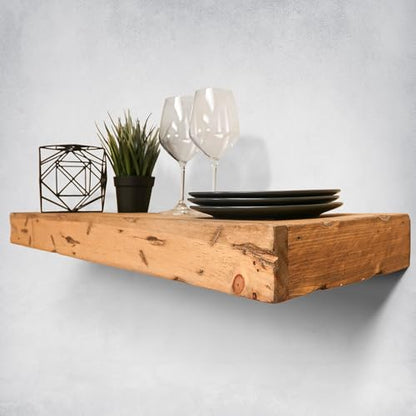 Urbandi Rustic Distressed Floating Shelves, Set of 2, Handmade Out of Pine Wood, 3 Inch Thick, Made in USA (Aged Oak, 24Lx3Hx8D) - color: Aged Oak, size: 24Lx3Hx8D