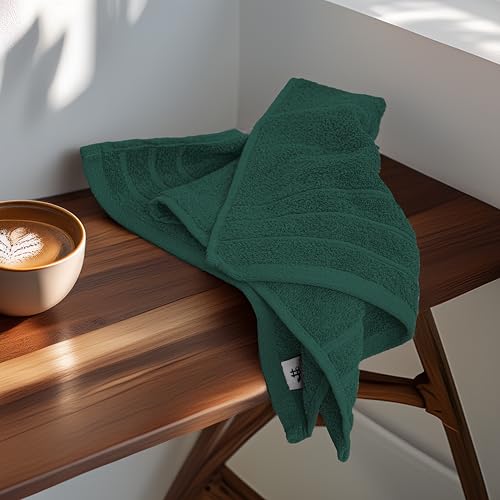 6 Piece Hand Towels Set 16 x 28 Inches, Hunter Green | 100% Cotton, Lighter Weight, Quick to Dry, 16 x 28 Inches, Super Soft & Absorbent, Perfect for Bathroom & Kitchen - color: Hunter Green