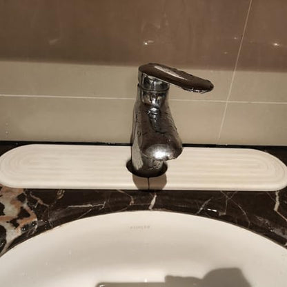 dophee Diatomite Fast Drying Stone Faucet Mat for Kitchen Sink, White | Sink Tray Faucet Splash Guard Absorbent Mat for Bathroom Counter, 23.3"x3.9" - color: White
