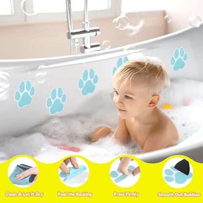 Secopad Non-Slip Bathtub Stickers, 20 Large PCS Safety Bathroom Tubs Showers Treads Adhesive Decals with Premium Scraper (Blue) - color: Blue