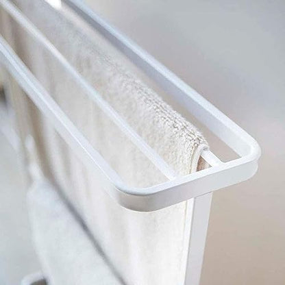 Freestanding Towel Rack with 5 Rails for Small Bathrooms Kitchens and Hotels-White-63x18x76cm - color: White