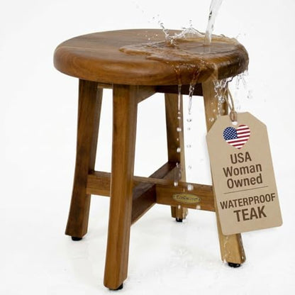 EcoDecors Shoji 12-Inch Teak Shower Stool with Storage Shelf, Waterproof | Quick and easy assembly with included hardware and an interlocking frame for secure, long-lasting performance. - size: 12" x 13.5"H