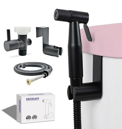 Vayzluiy Handheld Toilet Bidet Sprayer for Toilet-Adjustable Water Pressure Control with Bidet Hose for Feminine Wash, Stainless Steel Brushed Nickel Cloth Diaper for Baby Wash (Matte Black, 1) - style: Matte Black