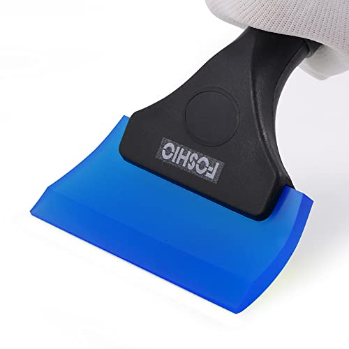 FOSHIO Small Squeegee with 5 Inch Dark Blue Rubber Blade Mini Wiper Window Tinting Tools for Mirror Glass Window Cleaner with Non-Slip Handle, 2 Pack - color: With 2 Pack Blue