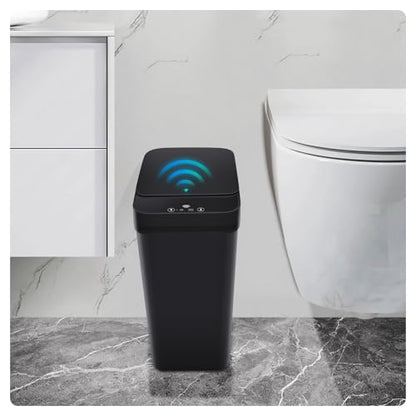 Bathroom Trash can,Smart Touchless Trash Can,Automatic Motion Sensor Trash Bin With Lid,2.4 Gallon Garbage Can, Kitchen, Bathroom, Office, Bedroom Trash can (Black) - color: Black