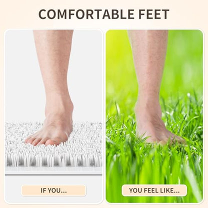 Yolife Shower Foot Scrubber Mat, Anti-Slip Bath Mat with Scrub Bristles, Soft Shower Foot Massager with Strong Suction Cups for Soothe Achy Feet (White, 27.5" x 15.7") - color: White, size: 27.5" x 15.7" (Rectangular)