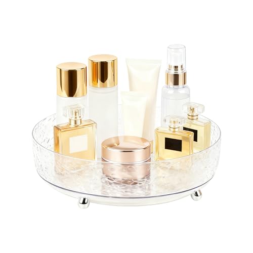 360° Rotating Makeup Organizer, 9" Clear Perfume Organizer Turntable Lazy Susan for Vanity, Pantry, Bathroom Counter, Cabinet, Spinning Cosmetic Storage Holder for Skincare, Perfume, Lotions - size: 9 inch