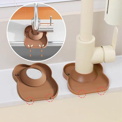 Silicone Faucet Mat for Kitchen Tap Compact Sink Splash Guard Protectors Behind Draining,Brown 2PCS - color: BrownX2