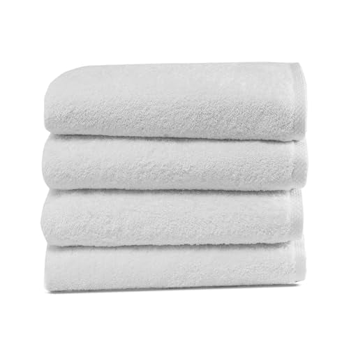 CTT - Premium 4 Piece Bath Towel Set, Made with 100% Turkish Cotton, Quick Drying, Highly Absorbent & Comfy Towels for Spa & Hotel | 24"x48" (White) - color: White, size: 4-Piece Bath Towels - 24 x 48 Inches