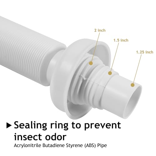 Bathroom White Sink Drain Kit, with Flexible Expandable P-Trap Sink Drain Pipe, Fits 1-1/4",1-1/2" and 2'' Drain Hole, Built-in Anti-Clogging Stopper, Anti-Odor Without Overflow - color: White Without Overflow, style: 1 Pack