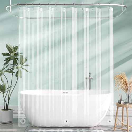 AmazerBath Extra Long Shower Curtain Liner, Clear, 84 Inches Long, 72x84 Plastic Curtain Liner, Cute PEVA Tall Shower Liner for Bathroom with 3 Magnets - color: Clear, size: 72"W x 84"L (Pack of 1)