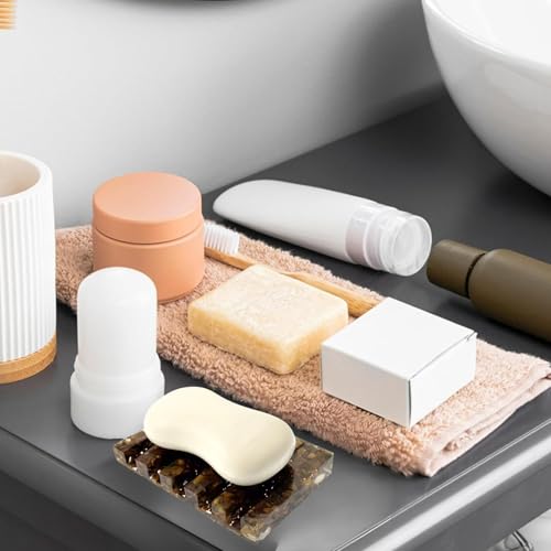 Draining Resin Soap Dish Tray for Shower & Sink, Tiger’s Eye Look Embedded Speckle Design, Quick‑Drain Ridges Keep Bar Soap Dry, Non‑Slip Feet, Gift‑Ready Box, vinsiora Single Soap Holder