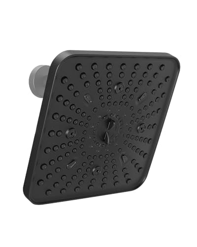 Square Shower Head, 6 Spray Modes High Pressure 10 Inch Black Shower heads, Rainfall & Massage Anti-Clog Nozzles Easy-Clean Surface for Spa Experience, Large Shower Head - color: Matte Black