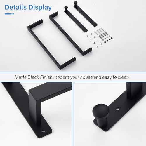 16 Inch Double Towel Bar with Hooks Matte Black, Stainless Steel Bath Shower Towel Rack Wall Mounted Towel Rod Holder for Bathroom - color: Matte Black, size: 16-Inch