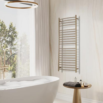 Electric Towel Warmer - Wall Mounted Bathroom Heated Towel Rack, Plug-in Design & Brushed Stainless Steel Finish Gold 21 Bar - color: Gold With Single Press, size: 21 Bar