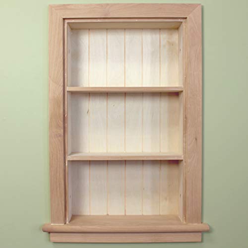 14x24 Aiden Recessed Wall Niche Medicine Cabinet Replacement, in The Wall Bathroom Cabinet Insert Shelf/Shelves, Made in North America, Real Wood, NO MDF, Beadboard, Unfinished - color: Unfinished 4 Shelf, size: 14x24