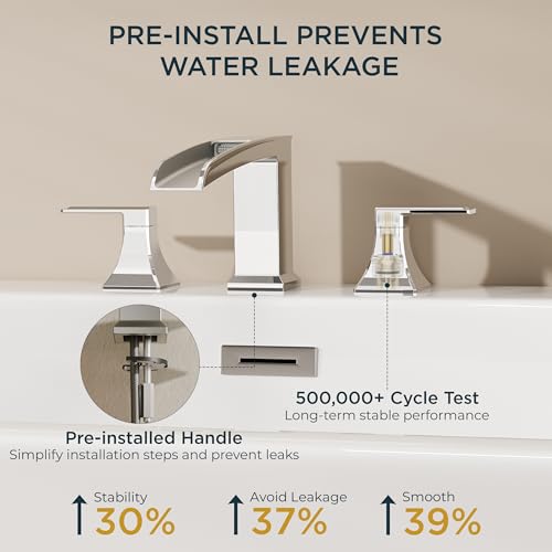 FORIOUS Roman Bathtub Faucet 3 Hole Deck Mount with 2 Handle Chrome | Tub Faucet for 3-Hole Set, 6-12" Centered Distance, Widespread Garden Bath Tub, Waterfall Spout, High Flow, Brass - color: Chrome