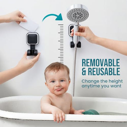 TAILI Shower Head Holder Suction,Adjustable Height & Angle,Universal,Black | bathroom handheld shower wand bracket,no-drill removable waterproof,round,plastic,wall mounted,kids,pets,4.5" - color: Black, size: Square
