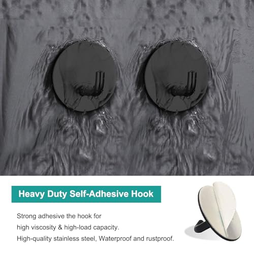 BARONAGE Adhesive Hooks 4 Pack, Black | Stainless Steel Sticky Shower Hooks, Waterproof, Rustproof, Heavy Duty Towel Hook, Easy Install, Traceless Hook For Bathroom
