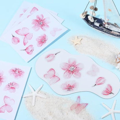 6 Sheets Bathtub Stickers Non Slip Butterfly Shower Stickers with Premium Scraper PVC Plastic Pink Flower Safety Adhesive Decals Appliques Floor Grips for Bathroom Bath Tub Pools Stairs Adult - style: Flower