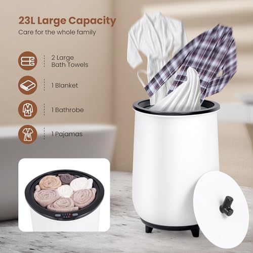 S AFSTAR 23L Towel Warmers for Bathroom - Large Luxury Towel Warmer Bucket with 3 Heat Modes, 4 Timer Settings, Fragrance Disc Holder, Auto Shut Off, Towel Heater for Blankets, Bathrobes (Black) - color: Black