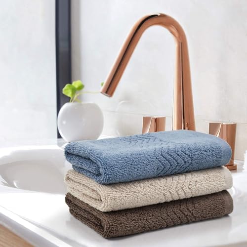 Cleanbear Cotton Washcloths Bath Wash Cloth Set 13” x 13”, 6-Pack 3 Colors | Large Bathroom Wash Cloths for Showering, Soft Enough and Absorbent Face Cloths