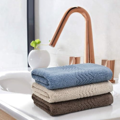 Cleanbear Cotton Washcloths Bath Wash Cloth Set 13” x 13”, 6-Pack 3 Colors | Large Bathroom Wash Cloths for Showering, Soft Enough and Absorbent Face Cloths